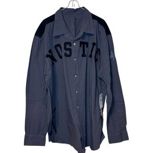 Nostic Men's Shirt Spell out‎ Logo Grunge Long Sleeve Button Up Gray 2XL NWT